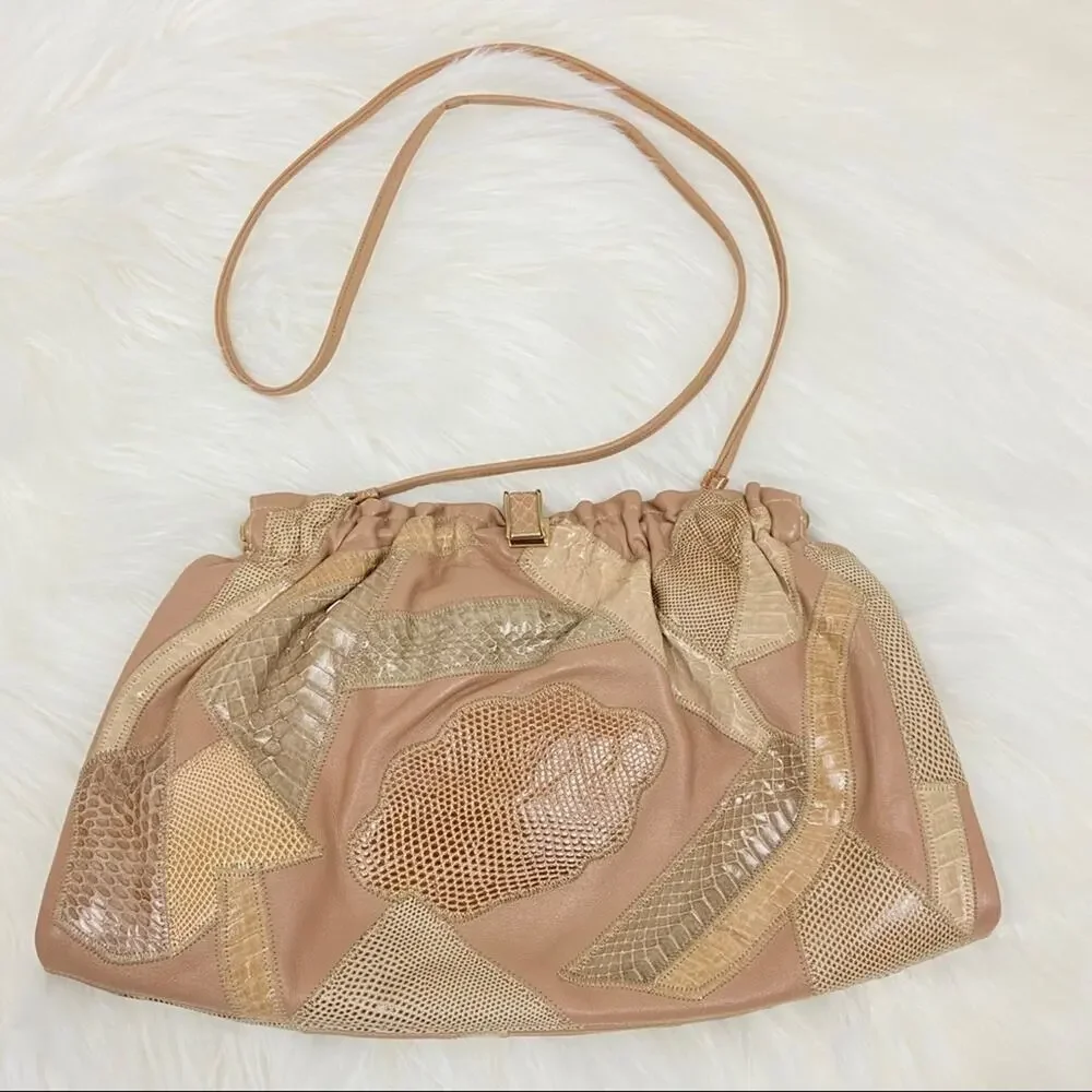 Vintage Bags by Varon shoulder/clutch leather patchwork